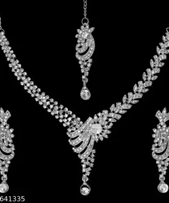 Rhodium Plated Jewellery Set With White Austrian Stone For Women