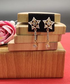 AD Designer Earrings Star Design Gold Finish