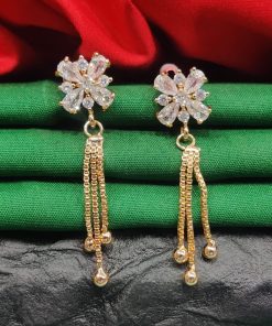 AD Designer Earrings Floral Design Gold Finish