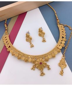 Gold Plated Necklace Set With Earrings