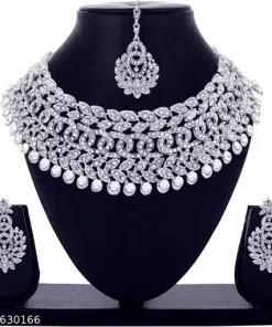 Rhodium Plated Jewellery Set White Austrian Diamond