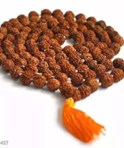 Original 5 Mukhi Rudraksha Natural 6-7 mm Beads Japa Mala 108 Beads Wood Chain Wood Chain pack of 1