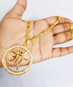 ROUND MAA LOCKET WITH ELEGANT GOLD PLATED CHAIN