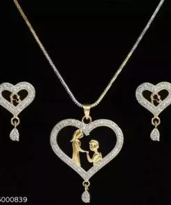 Heart Girl Boy Pendant Set With Chain And Earrings